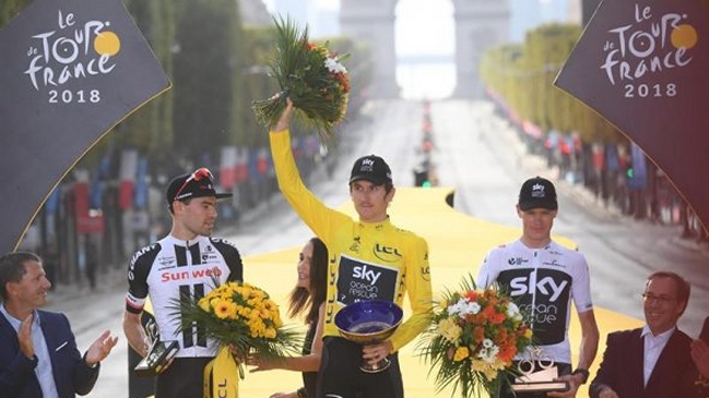 El ganador del Tour de Francia Geraint Thomas sufrió el robo de su trofeo