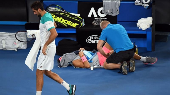 Rafael Nadal abandonó su partido ante Marin Cilic en cuartos de final en Australia