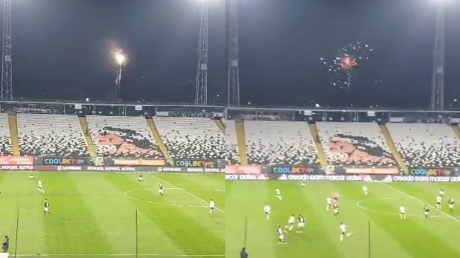 Barristas de Colo Colo lanzaron pirotecnia afuera del Monumental tras el gol de Curicó